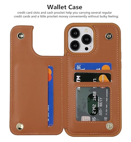 iCoverCase Compatible with iPhone 14 Pro Case with Card Holder, Wallet Case for Women Men RFID Blocking PU Leather Protective Phone Case 6.1 Inch (Light Brown) - color: Light Brown