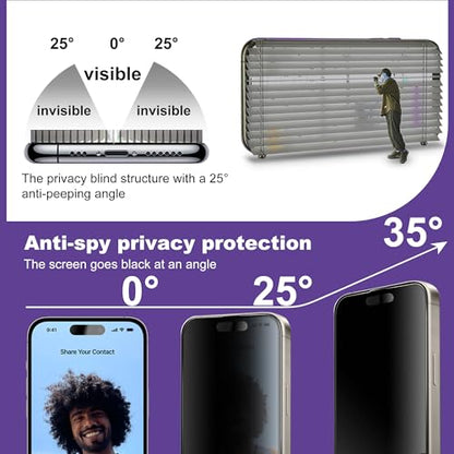 2-Pack Matte Privacy Screen Protector for iPhone 17 Pro,Anti-Glare & 25°Anti-Spy,Anti-Reflection,Anti-Fingerprint,Auto Dust Removal,Easy Installation - size: for iPhone 17 Pro