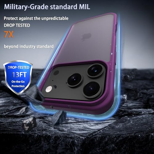 for iPhone 17 pro max Case Translucent Matte Phone Cover, [10 FT Military Grade Drop Protection] Slim Durable Shockproof Protective Bumper (deep Purple, iPhone 17 pro max) - color: Deep Purple, size: iPhone 17 Pro Max