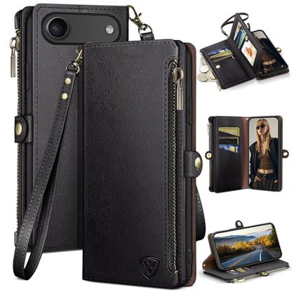 XcaseBar Compatible with iPhone Air 6.5" Wallet case with Zipper Credit Card Holder【RFID Blocking】,Flip Folio Book PU Leather Phone case Shockproof Cover Women Men for Apple 17 Air case Black - color: Black, size: iPhone Air 6.5"