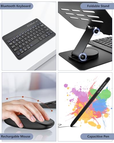 for Samsung Galaxy Z Fold 8 Ultra 7 6 5 All Fold Series Bluetooth Keyboard Stand Mouse & Pen Set, Portable Travel Wireless Keyboard Adjustable Foldable Aluminum Alloy Desk Holder for 4.7"-8.5" Tablets - color: Standard Base