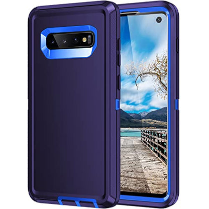 for Galaxy S10 Case,[Without Screen Protector] Heavy Duty Shockproof Dust/Drop Poof 3 Layers Full Bady Protection Rugged Cover Case for Galaxy S10,Dark Blue - color: Dark Blue