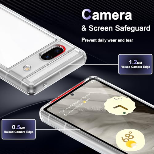 Case for Google Pixel 7a, Military Grade Drop Protection Phone Case, Yellowing Resistant, Anti-Scratch Hard PC Back, Shockproof Hard Ultra-Thin Protective Cover, Clear - size: Google Pixel 7a