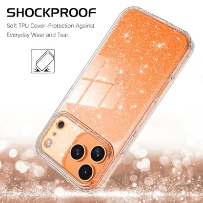 YINLAI Compatible with iPhone 17 Pro Max Case 6.9-Inch,Crystal Sparkle Anti-Yellowing Upgraded Full Camera Protection Supports Wireless Charging Slim Shockproof Protective Phone Cover (Clear Glitter) - color: Clear Glitter, size: iPhone 17 Pro Max 6.9"