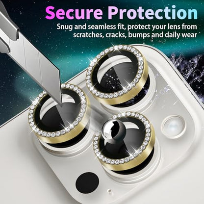 Camera Lens Protector for iPhone 16 Pro/16 Pro Max, Diamond Gold - color: Diamond Gold