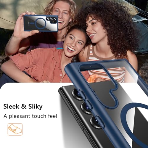 Hensinple for Samsung Galaxy S22 Ultra Case Magnetic, Galaxy S22 Ultra Phone Case [Compatible with Magsafe] Wireless Charging Translucent Back Shockproof Cover Case6.8 Inch, Blue - color: Blue-S22 Ultra, size: Galaxy S22 Ultra 6.8 inch