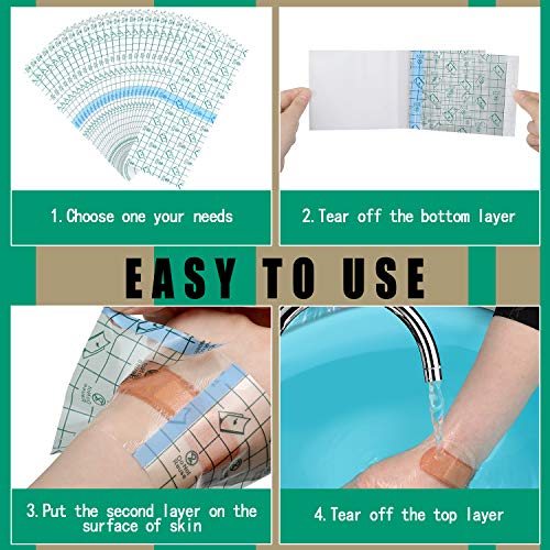 BBTO 50 Pcs Transparent Waterproof Adhesive Dressing Bandage, 10 x 4 Inch - size: 10x4 Inch (Pack of 50)