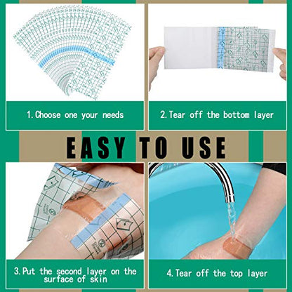 BBTO 50 Pcs Transparent Waterproof Adhesive Dressing Bandage, 10 x 4 Inch - size: 10x4 Inch (Pack of 50)