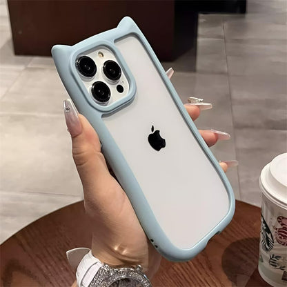 Compatible with 17 Case Cute Kawaii 3D Cat Ears Clear Flexible Soft TPU Transparent Shockproof Protective Phone Case Cover for Girls Women-Blue2 - color: Blue2, size: 1 Count (Pack of 1)