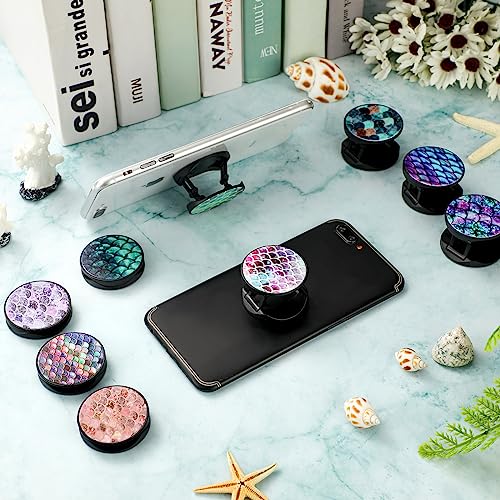 Honoson 9 Pcs Cell Phone Grip Holder Collapsible Holder, Mermaid 3 - color: Mermaid Style