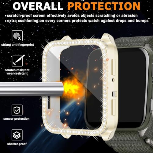 RICHONE [5 Pack] Bling Screen Protector Compatible with Venu X1 GPS Smartwatch Case, Full Protective Cover for Garmin Venu X1 Flexible TPU Rhinestone Screen Bumper (Gold,Green,Blue,Black,Silver)
