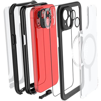 Ghostek Nautical Waterproof Apple iPhone 15 Case with Holster Belt Clip - Screen & Camera Protector, MagSafe Compatible, Rugged Heavy Duty (6.1 Inch, Clear) - color: Clear, size: iPhone 15