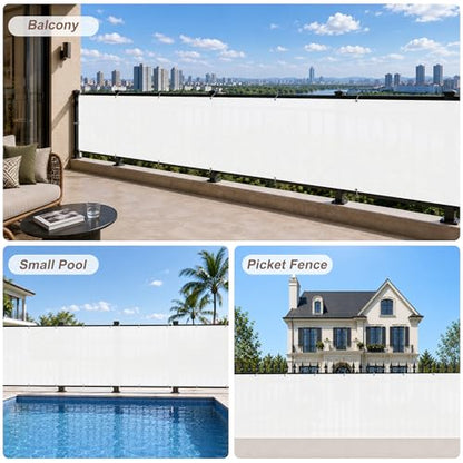 SUNNY GUARD 3' x 10' Balcony Privacy Screen, HDPE Patio Railing Cover Fence - color: White, size: 0 3' x 1 0'
