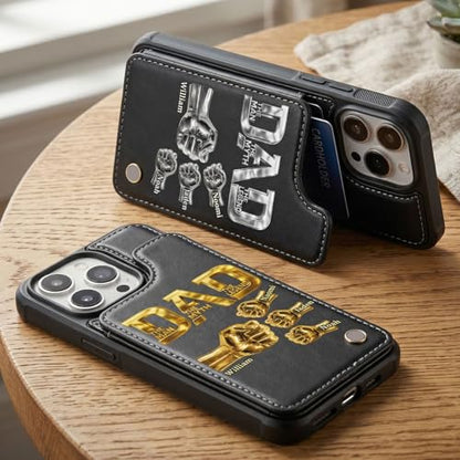 Dad The Man The Myth The Legend - Personalized Leather Flip Wallet Phone Case Custom Smartphone Cover Protective Shell Unique Present for Men Multicolor