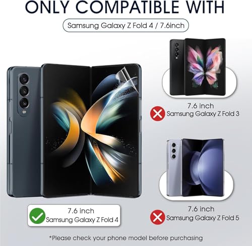 2 Sets Screen Protector for Samsung Galaxy Z Fold 4 7.6", High Definition Clear Soft TPU Screen Protector, 2 Front + 2 Inner Flexible Film Hydrogel, Self-Healing, Bubble-Free - size: Samsung Galaxy Z Fold 4