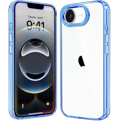 JJGoo for iPhone 17e Case and for iPhone 16e Case Clear, Transparent Shockproof Hard PC Back Protective Cover Bumper Phone Case for iPhone 16e / 17e - color: Dark Blue