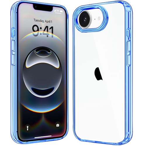 JJGoo for iPhone 17e Case and for iPhone 16e Case Clear, Transparent Shockproof Hard PC Back Protective Cover Bumper Phone Case for iPhone 16e / 17e - color: Dark Blue