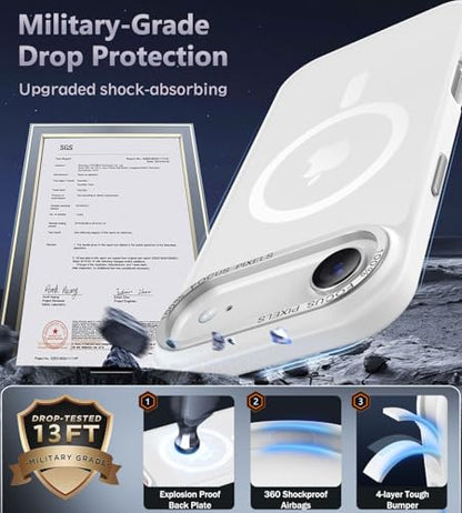 Newfuture Magnetic for iPhone Air Case Matte Shockproof, Frosted White | Military Drop Protection, Slim Matte Anti-Fingerprint, Compatible with Magsafe, Camera Guard, Translucent Protective Cover - color: Frosted White, size: iPhone Air 6.5 inch