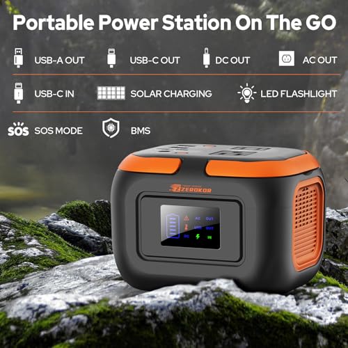 Portable Power Station 120W, 110V Power Bank with DC AC Outlet - color: Grey Orange