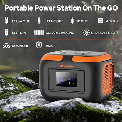 Portable Power Station 120W, 110V Power Bank with DC AC Outlet - color: Grey Orange
