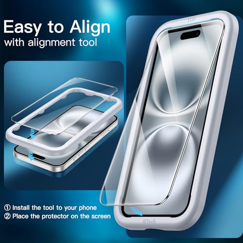 JETech Screen Protector for iPhone 16, 3-Pack | 9H Tempered Glass, HD Clear, Anti-Scratch Protection, Easy Installation Tool - size: iPhone 16