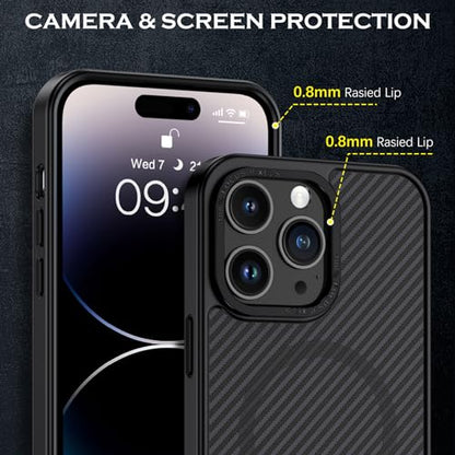 YINLAI Case for iPhone 14 Pro Max 6.7-Inch, Carbon Fiber Texture, Black