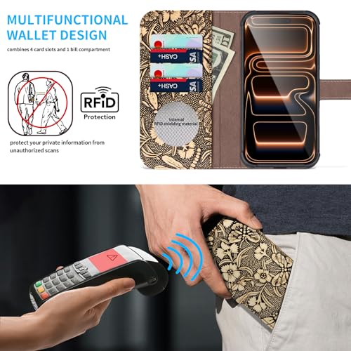 Genuine Leather Wallet Case for iPhone 17 Pro 6.3'' White | 2-in-1 Magnetic Detachable, Flip Folio Cover, Card Slots, RFID Blocking, Shockproof Protection - color: White, size: 17 Pro 6.3‘’