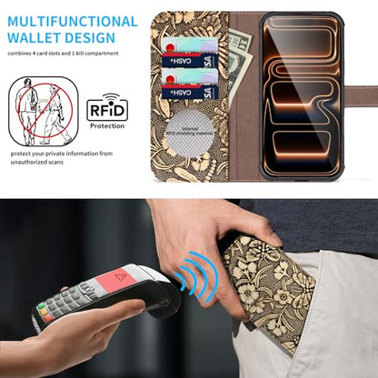 Genuine Leather Wallet Case for iPhone 17 Pro 6.3'' White | 2-in-1 Magnetic Detachable, Flip Folio Cover, Card Slots, RFID Blocking, Shockproof Protection - color: White, size: 17 Pro 6.3‘’