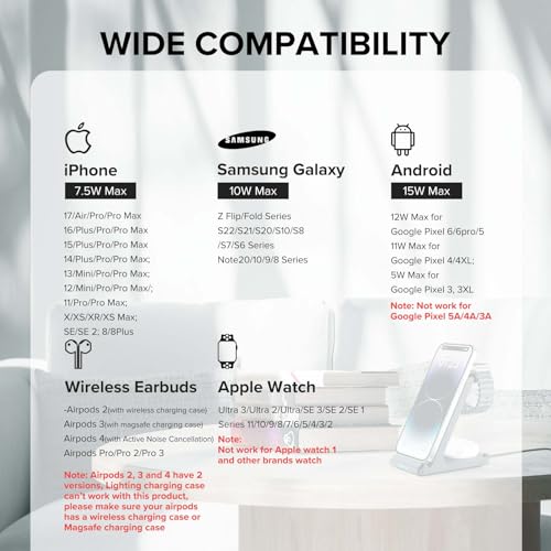 3 in 1 Fast Wireless Charging Station for Multiple Apple Devices - color: Black