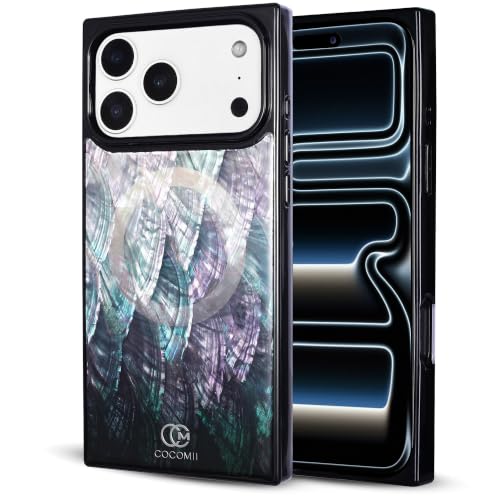 COCOMII Rectangle for iPhone 17 Pro Case, Black Real Mother of Pearl | Compatible with MagSafe Wireless Charging, Shockproof 10ft Drop Protection, Camera & Screen Protection, Premium Glossy Finish - color: Black Real Mother of Pearl, size: iPhone 17 Pro (