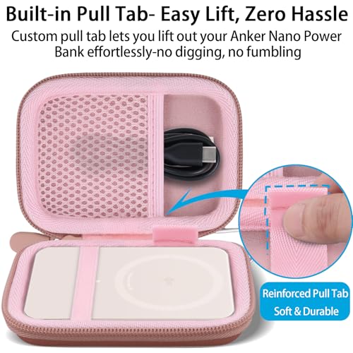 khanka Hard Case for Anker A1667/A1665/A1664 Slim Magnetic Charger,Pink - color: Pink