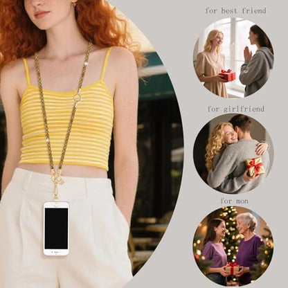 Crystal Phone Lanyard Crossbody Adjustable Rhinestone Anti-Theft Phone Strap Crossbody Cell Phone Neck Strap for Women - color: Gold