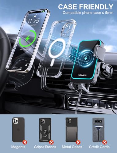 Wireless Car Charger, MOKPR 15W Auto Clamping Car Phone Holder Charger - style: Dashboard