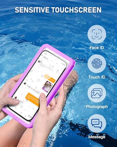 Waterproof Phone Case,IPX8 Waterproof Phone Pouch for Beach & Snorkeling Essentials,Phone Waterproof Case with Lanyard, Universal Case Up to 6.9" for iPhone,Samsung (Purple) - color: purple