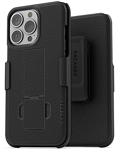Encased DuraClip Designed for iPhone 13 PRO Belt Clip Case (2021) Slim Phone Cover with Holster (Black) - size: iPhone 13 Pro
