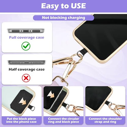 Clip and Go Phone Strap with Zippered Pouch,Phone Strap with Cellphone Chain Accessories - color: Purple