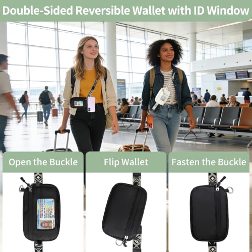 Clip and Go Strap for Phone with Wallet Crossbody Lanyard (Black Blue) - color: Black Blue