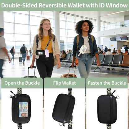 Clip and Go Strap for Phone with Wallet Crossbody Lanyard (Black Blue) - color: Black Blue