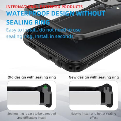 for Samsung Galaxy A24 4G Phone Case, Waterproof Case with Built-in Screen Protector, Full Body Dustproof Shockproof Rugged Heavy Duty Protection Case with Cell Phone Ring Holder for Samsung A24 4G