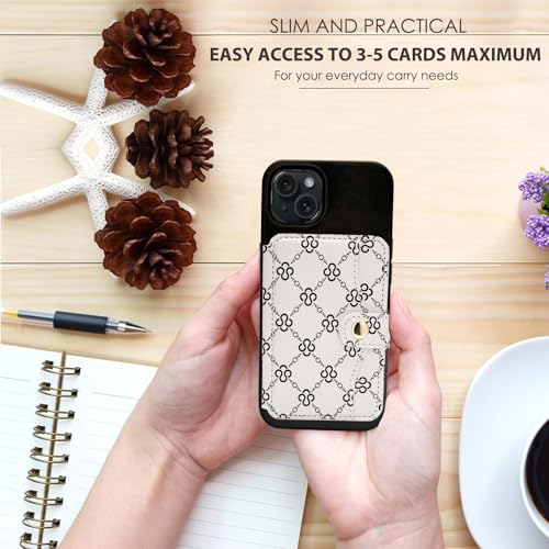 M-Plateau Small Wallet for Women, Sticky Wallet for Back of Phone - color: Beige Print