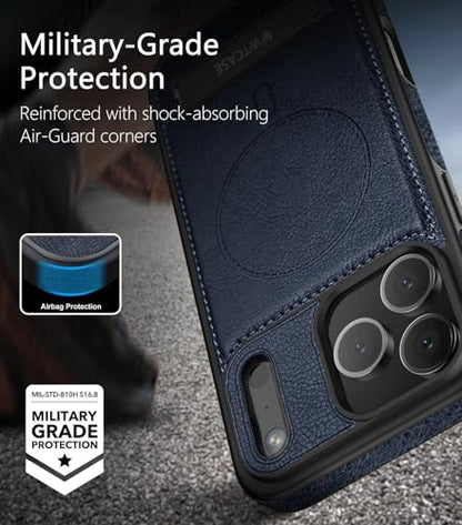 WTCASE Magnetic for iPhone 1X Leather Case,Built-in Invisible Stand [Compatible with Magsafe] Protective Slim Kickstand Phone Cover (2025) (Blue, iPhone 1R Pro Max) - color: Blue, size: iPhone 1R Pro Max