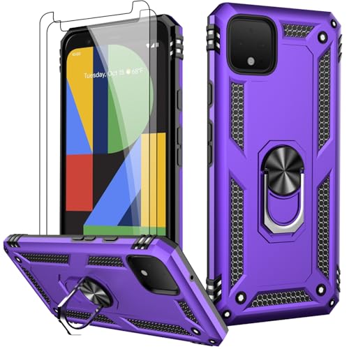 LUMARKE for Google Pixel 4 XL Case with Screen Protector,Pass 16ft. Drop Tested Military Grade Protective Phone Cover with Magnetic Ring Kickstand Compatible with Car Mount Holder Purple - color: Purple, size: Google Pixel 4 XL