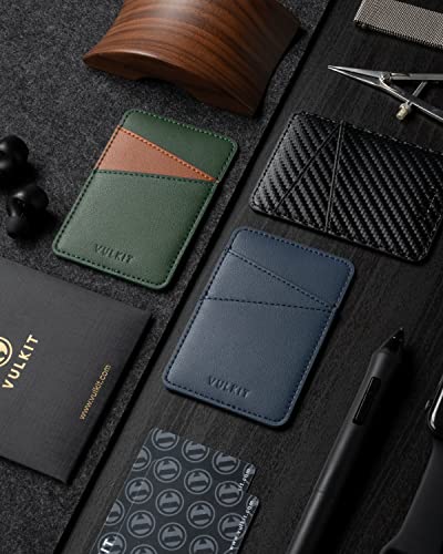 VULKIT Phone Card Holder Wallet Leather Adhesive Pocket RFID Blocking Credit Card Sleeves Stick Back of Phone Smartphones Carbon Fiber Black - color: Carbon Black