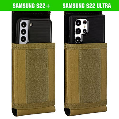 Tactical Molle Phone Holster Pouch, Universal Belt Waist Bag for iPhone 17 Pro Max/17 Pro/17/16 Pro Max/15 Pro Max/14 Pro Max/13/12, Samsung S25 Ultra/S24/S23, Size L - color: Khaki(1 Pack)