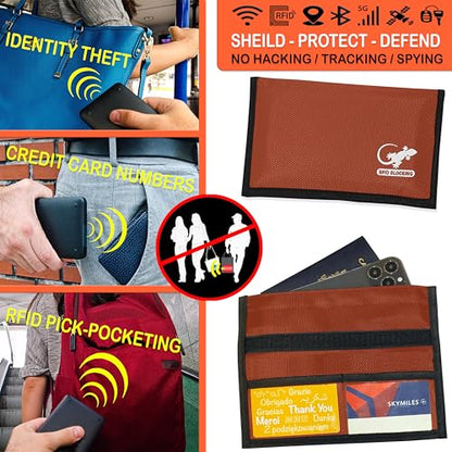Faraday Bag Anti-Tracking GPS RFID Car Key Signal Blocker Wallet Shielding Pouch Protective Case for Cell Phone Car Key FOB, Data Privacy, Electronic Device Security (ORANGE - NYLON) - color: ORANGE - NYLON