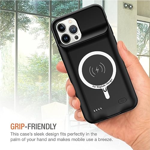 Battery Charging Case for iPhone 12/12 Pro, 10000mAh High Capacity Portable Protective Battery Case Wireless Charging Compatible with iPhone 12/12 Pro (6.1 inch) Extended Battery Charger Cover(Black) - size: iPhone 12/12 Pro