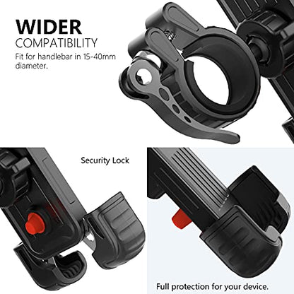 Bike Phone Holder Motorcycle Mount - Urtal Stable, One - Hand Operation-Super Stable Metal clip, Bicycle Scooter Handlebar Clamp, Bike Phone Holder Handlebar, Compatible with 4.7''-6.8'' Phone - color: 1 pack