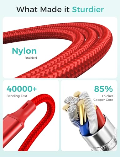 2Pack Multi Charging Cable for Apple Watch Charger 4 in 1 Travel Essentials RV Camping Essentials USB C/L/Micro Compatible with iWatch Series 11-1/iPhone 17/16/15/Android Airplane Gadgets-4FT/Red - color: Red, size: 4FT+4FT