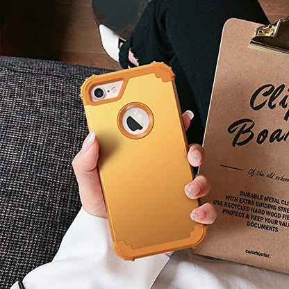IDweel for iPhone 8 Case with Screen Protector(Tempered Glass),for iPhone 7 Case, 3 in 1 Shockproof Hybrid Heavy Duty Hard PC Cover Soft Silicone Sturdy Bumper Full Body Sturdy Case,Sundial Yellow - color: Sundial Yellow