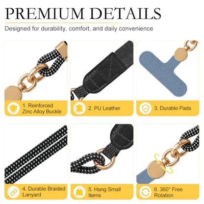 Phone Lanyard Crossbody Adjustable Strap for Travel Outdoor Black - color: Black